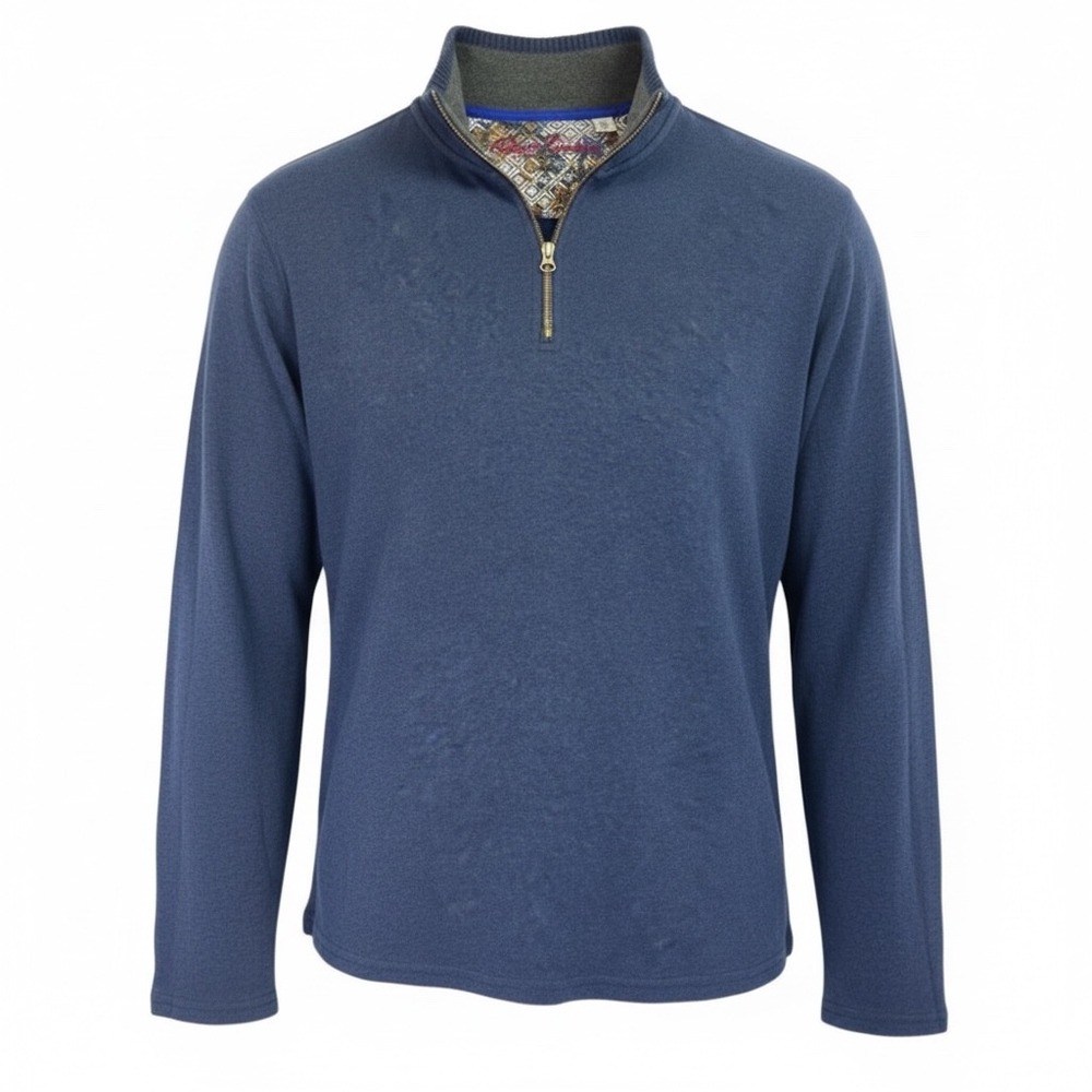 Robert Graham Mens Sz Medium Classic Fit 1/4 Zip Blue Sweater/Shirt (Q9) EUC